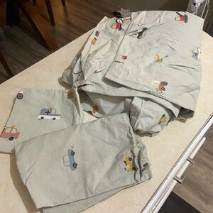 H&M Kids Duvet Cover Set with Vehicle Print - Gray/greenish